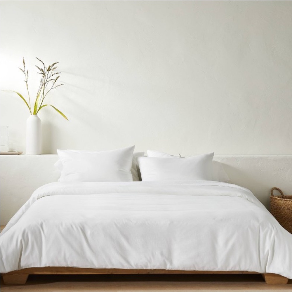 CASALUNA NWT 3pc cotton blend duvet & sham set -white -full/queen
